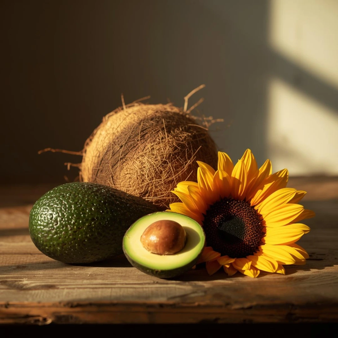 2-Aceites nutritivos de coco, aguacate y girasol